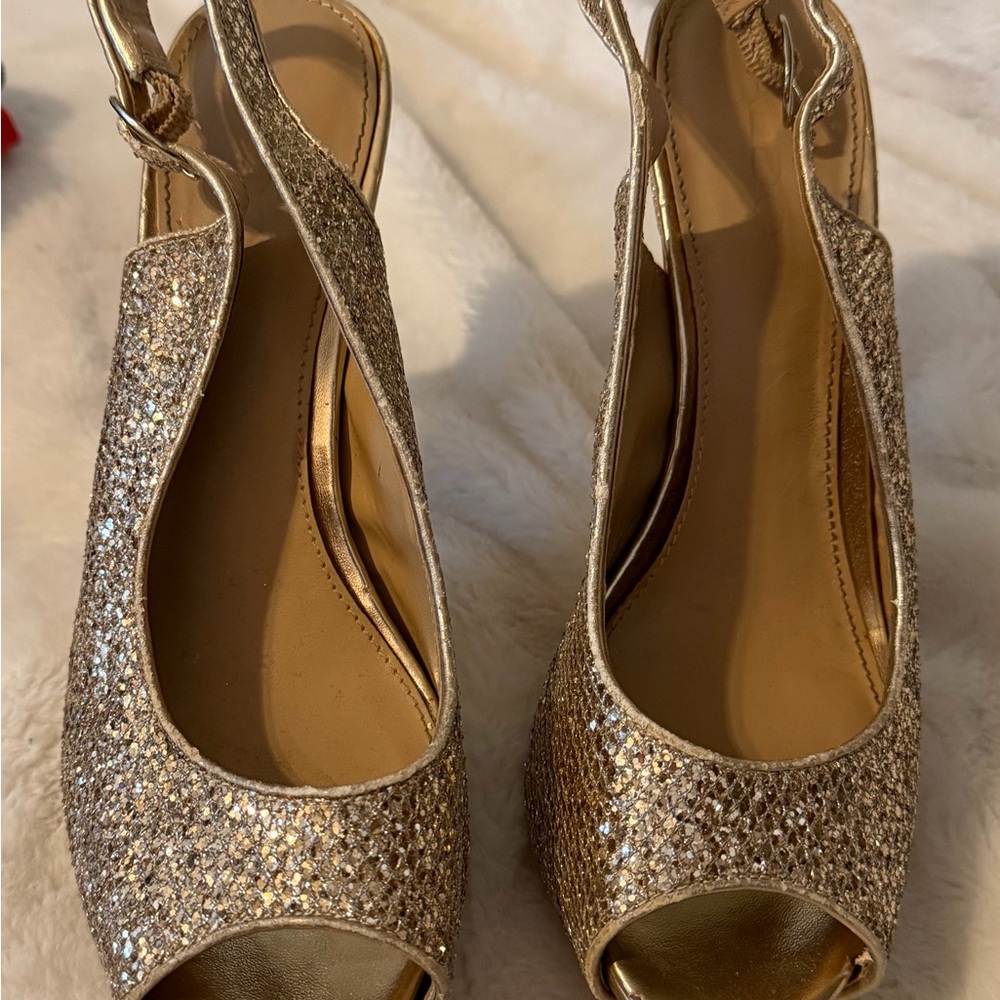 Aldo Sparkling Gold Slingback Heels